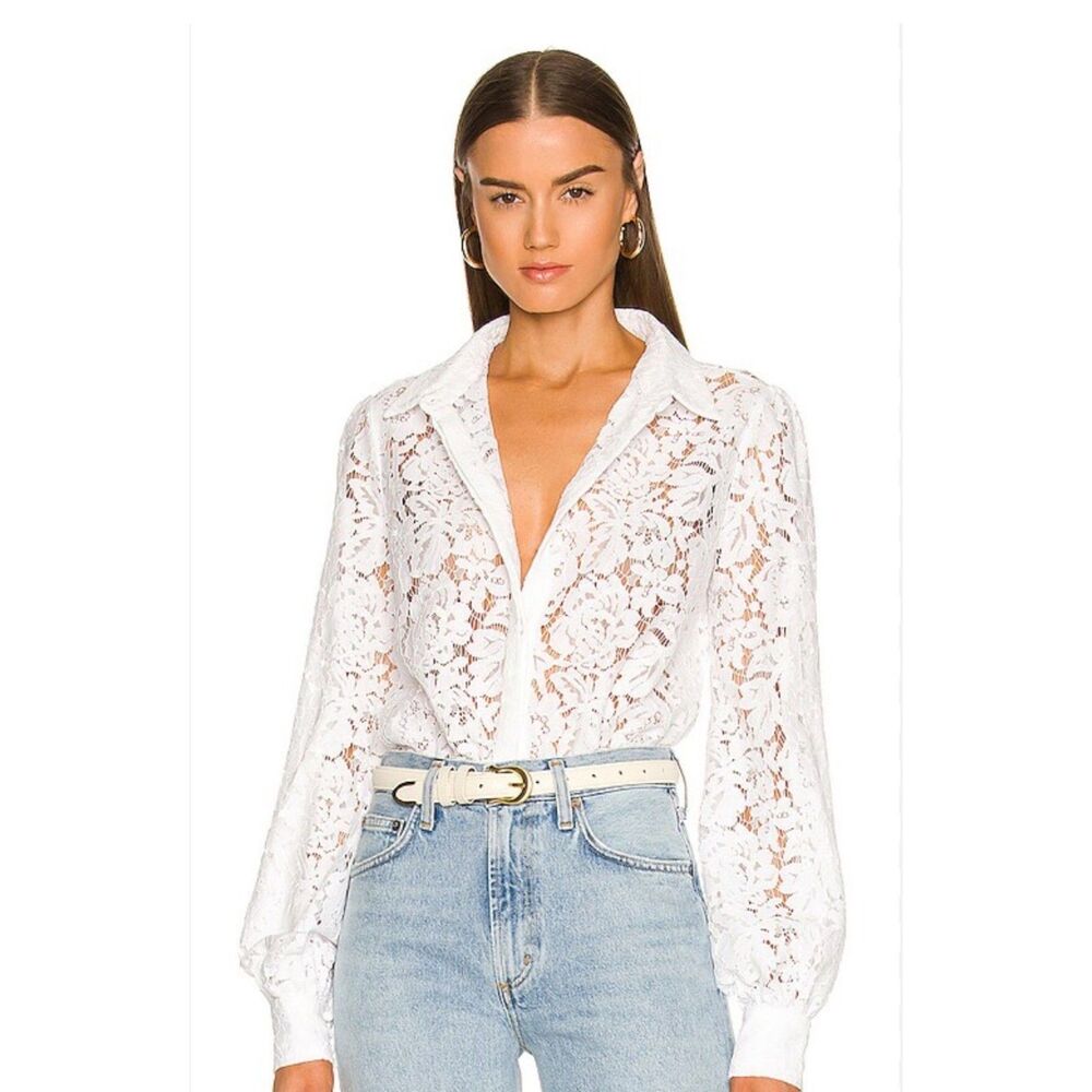 Generation Love Jada Long Sleeve White Lace Blouse XS NWT $198